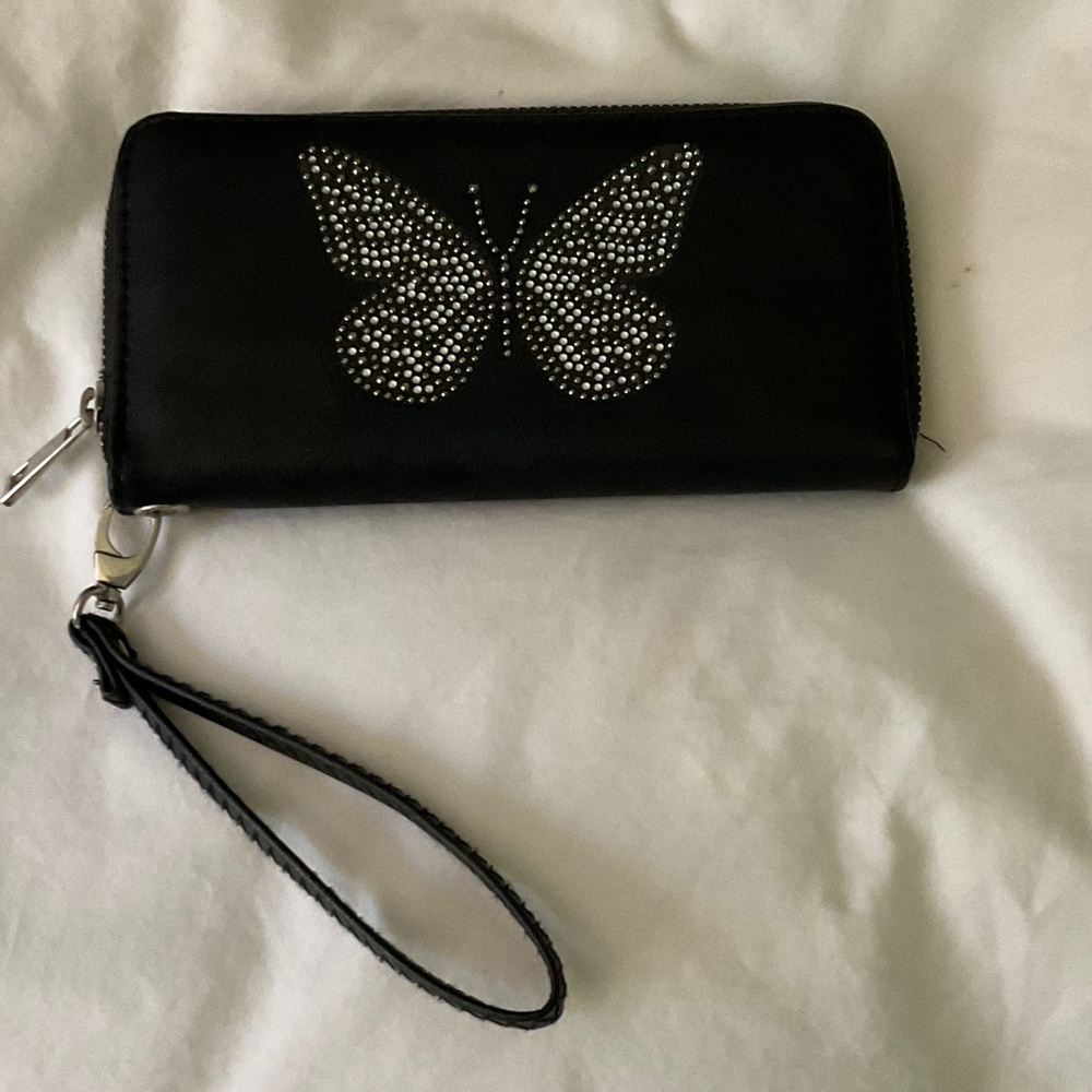 Black Butterfly Wristlet Wallet
